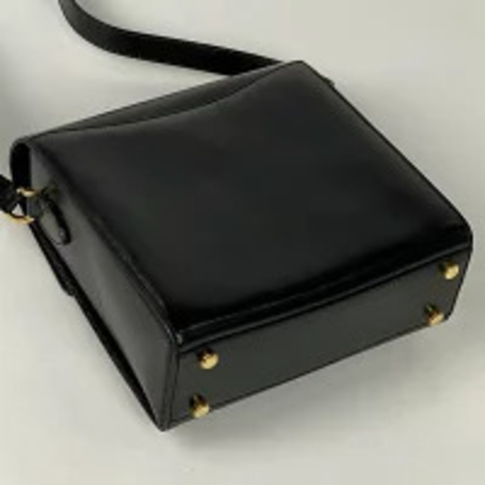 Salvatore Ferragamo Gancini Leather Shoulder Black Bag Black